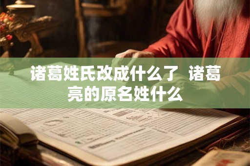 诸葛姓氏改成什么了  诸葛亮的原名姓什么