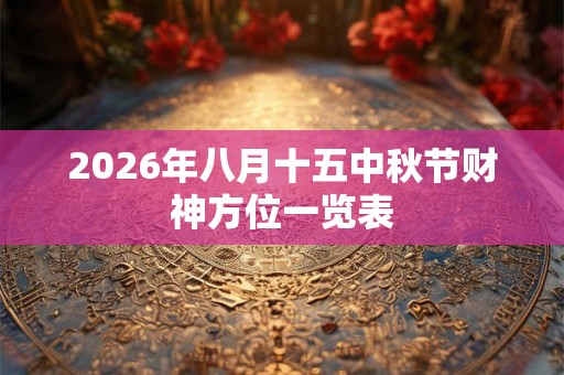 2026年八月十五中秋节财神方位一览表