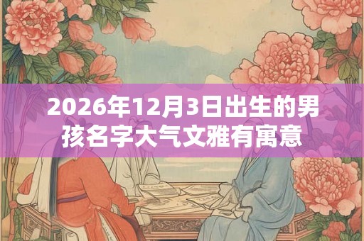 2026年12月3日出生的男孩名字大气文雅有寓意