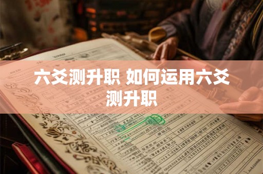 六爻测升职 如何运用六爻测升职
