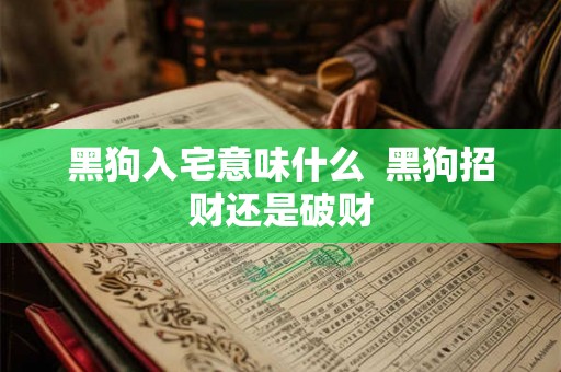 黑狗入宅意味什么  黑狗招财还是破财