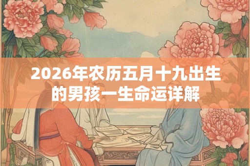 2026年农历五月十九出生的男孩一生命运详解