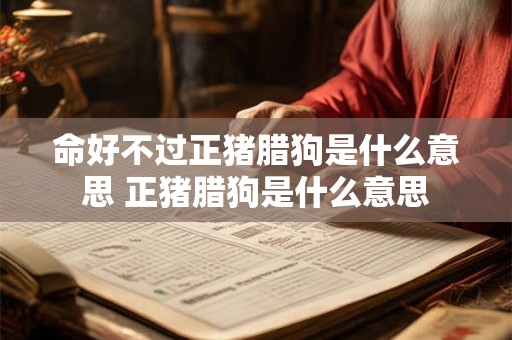 命好不过正猪腊狗是什么意思 正猪腊狗是什么意思