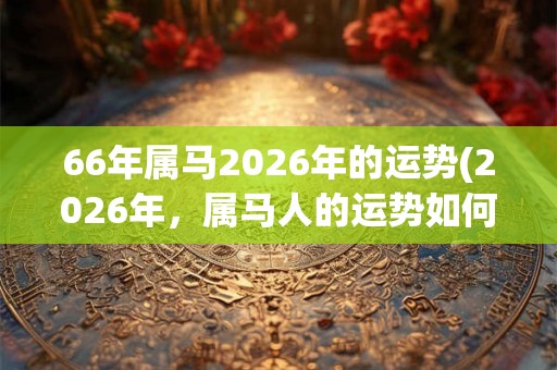 66年属马2026年的运势(2026年,属马人的运势如何?) 66年属马2026年的运势(2026年,属马人的运势如何?)