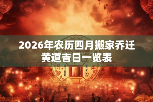 2026年农历四月搬家乔迁黄道吉日一览表