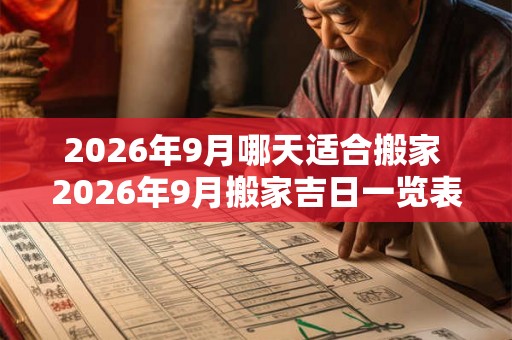 2026年9月哪天适合搬家 2026年9月搬家吉日一览表