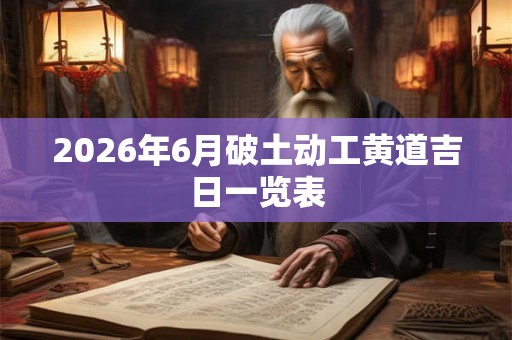 2026年6月破土动工黄道吉日一览表
