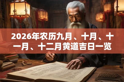 2026年农历九月、十月、十一月、十二月黄道吉日一览表！