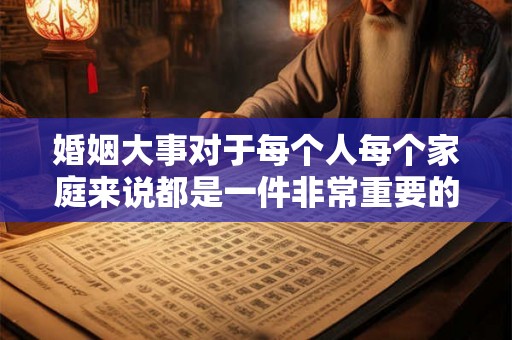婚姻大事对于每个人每个家庭来说都是一件非常重要的人生大事