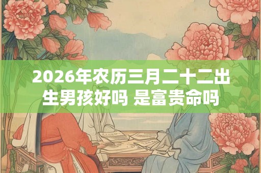 2026年农历三月二十二出生男孩好吗 是富贵命吗