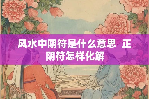 风水中阴符是什么意思  正阴符怎样化解