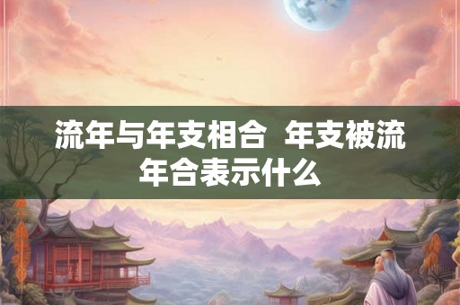 流年与年支相合  年支被流年合表示什么