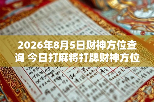 2026年8月5日财神方位查询 今日打麻将打牌财神方位