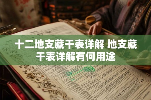 十二地支藏干表详解 地支藏干表详解有何用途