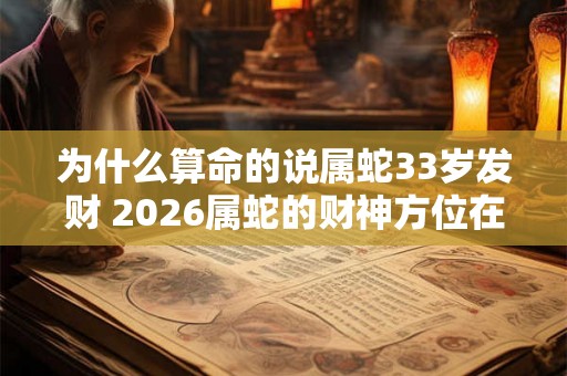 为什么算命的说属蛇33岁发财 2026属蛇的财神方位在哪 为什么算命的说属蛇33岁发财 2026属蛇的财神方位在哪