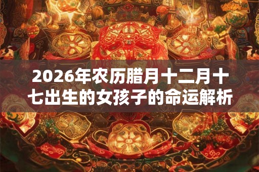 2026年农历腊月十二月十七出生的女孩子的命运解析 2026年农历腊月十二月十七出生的女孩子的命运解析