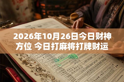 2026年10月26日今日财神方位 今日打麻将打牌财运方位