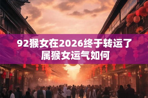 92猴女在2026终于转运了 属猴女运气如何