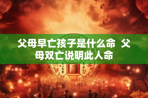 父母早亡孩子是什么命  父母双亡说明此人命