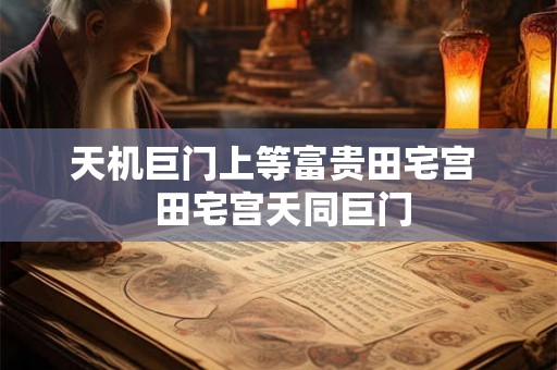 天机巨门上等富贵田宅宫  田宅宫天同巨门