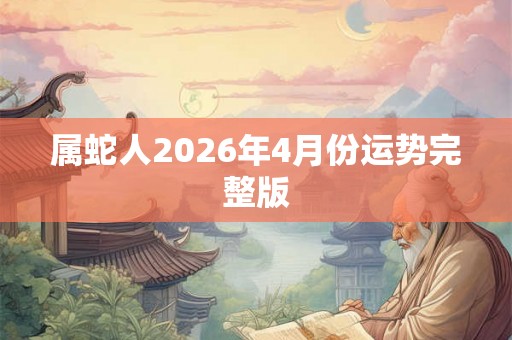 属蛇人2026年4月份运势完整版