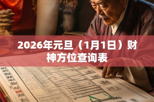 2026年元旦（1月1日）财神方位查询表