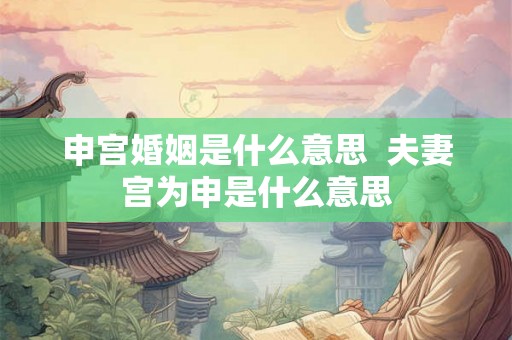申宫婚姻是什么意思  夫妻宫为申是什么意思