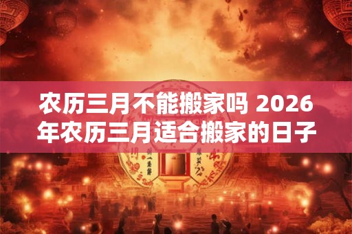 农历三月不能搬家吗 2026年农历三月适合搬家的日子
