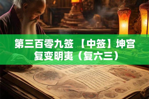 第三百零九签 【中签】坤宫 复变明夷（复六三）