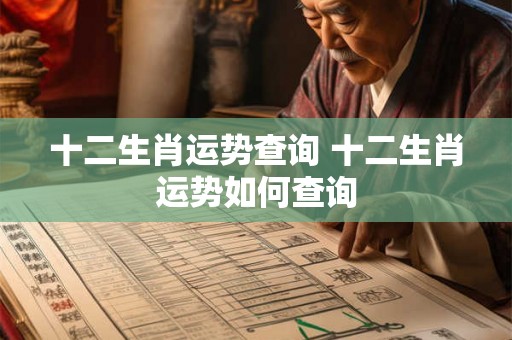 十二生肖运势查询 十二生肖运势如何查询