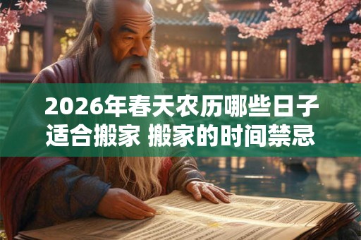2026年春天农历哪些日子适合搬家 搬家的时间禁忌