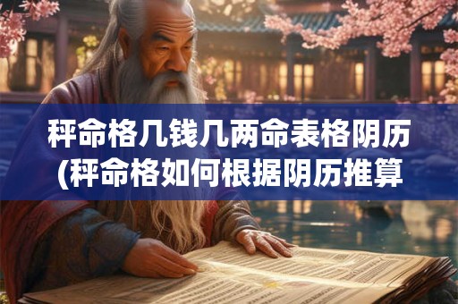 秤命格几钱几两命表格阴历(秤命格如何根据阴历推算出你的命运？)
