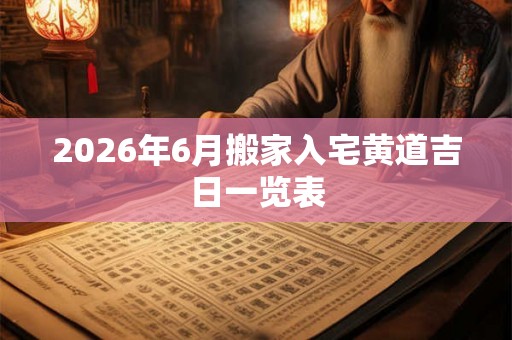 2026年6月搬家入宅黄道吉日一览表