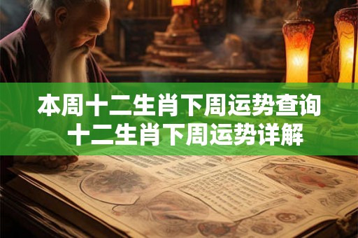 本周十二生肖下周运势查询  十二生肖下周运势详解