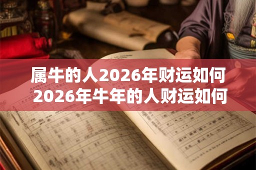 属牛的人2026年财运如何 2026年牛年的人财运如何