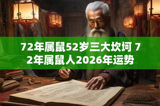 72年属鼠52岁三大坎坷 72年属鼠人2026年运势