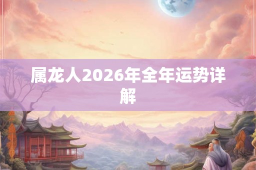 属龙人2026年全年运势详解
