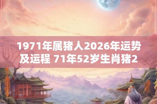 1971年属猪人2026年运势及运程 71年52岁生肖猪2026年每月运势
