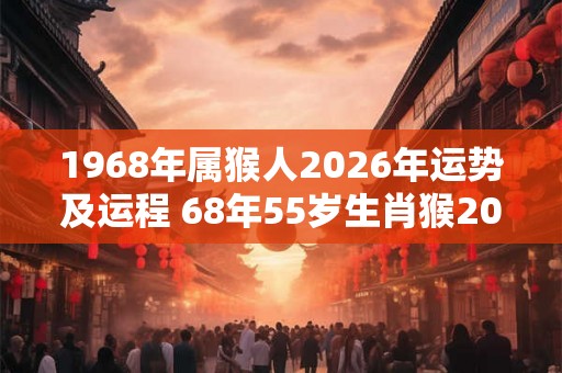 1968年属猴人2026年运势及运程 68年55岁生肖猴2026年每月运势