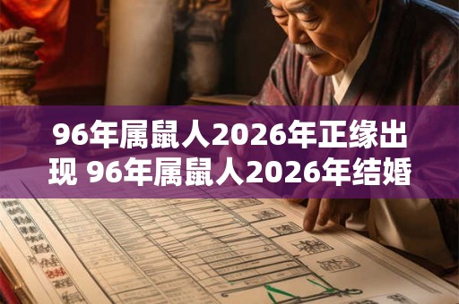 96年属鼠人2026年正缘出现 96年属鼠人2026年结婚好不好