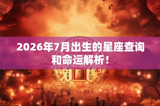 2026年7月出生的星座查询和命运解析！