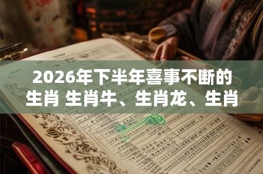 2026年下半年喜事不断的生肖 生肖牛、生肖龙、生肖猴 2026年下半年喜事不断的生肖 生肖牛、生肖龙、生肖猴