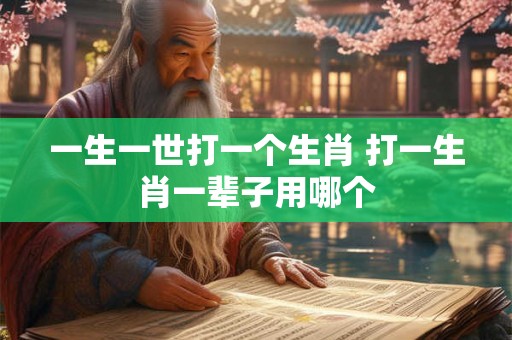 一生一世打一个生肖 打一生肖一辈子用哪个