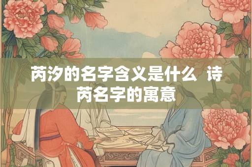 芮汐的名字含义是什么  诗芮名字的寓意