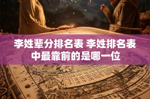 李姓辈分排名表 李姓排名表中最靠前的是哪一位 李姓辈分排名表 李姓排名表中最靠前的是哪一位