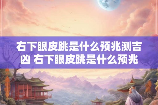 右下眼皮跳是什么预兆测吉凶 右下眼皮跳是什么预兆
