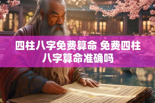 四柱八字免费算命 免费四柱八字算命准确吗