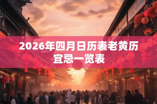 2026年四月日历表老黄历宜忌一览表