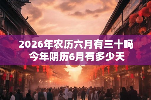 2026年农历六月有三十吗 今年阴历6月有多少天