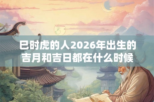 巳时虎的人2026年出生的吉月和吉日都在什么时候